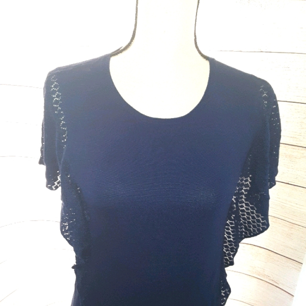 Loft Outlet Deep Blue Flutter Slv Sweater